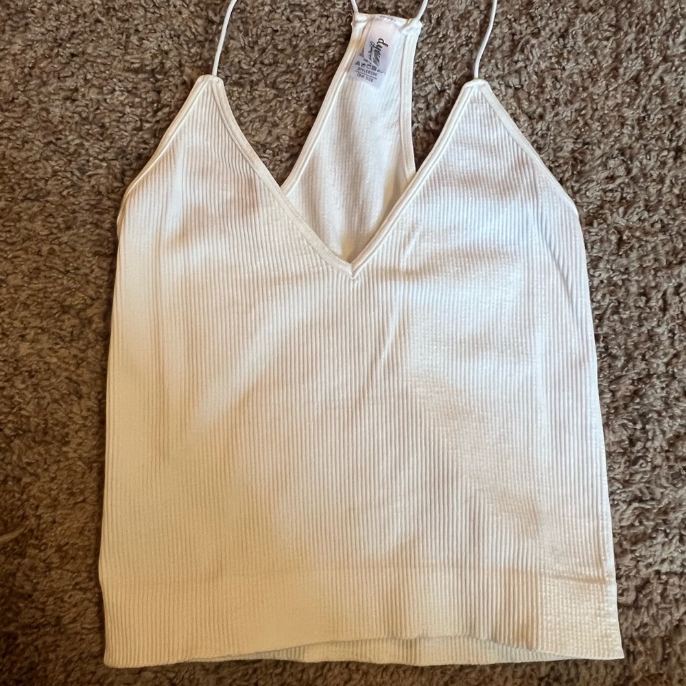 White Ribbed Women's Top